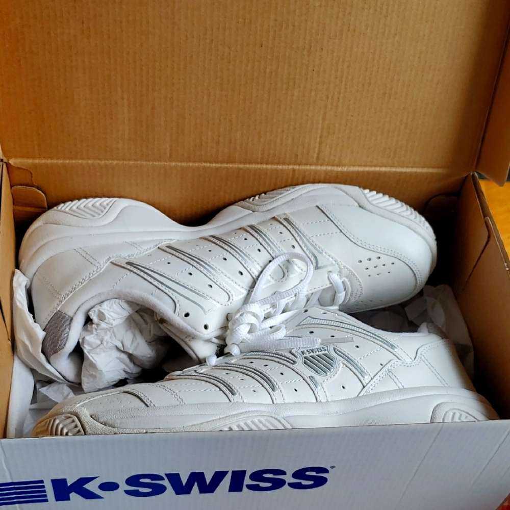 K-Swiss Grancourt White and Silver Sneakers